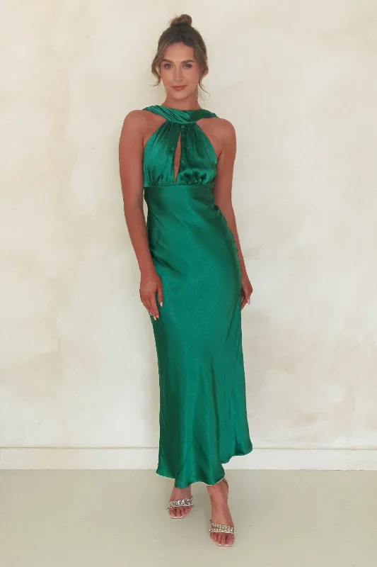 Lauryn Halter Neck Maxi Dress | Emerald Green