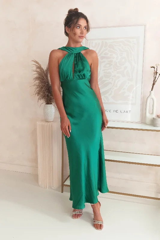 Lauryn Halter Neck Maxi Dress | Emerald Green