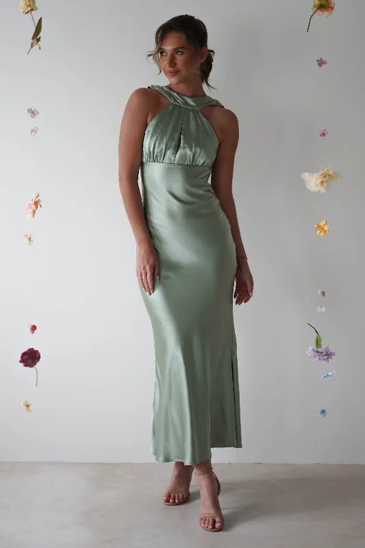 Lauryn Halter Neck Maxi Dress | Sage