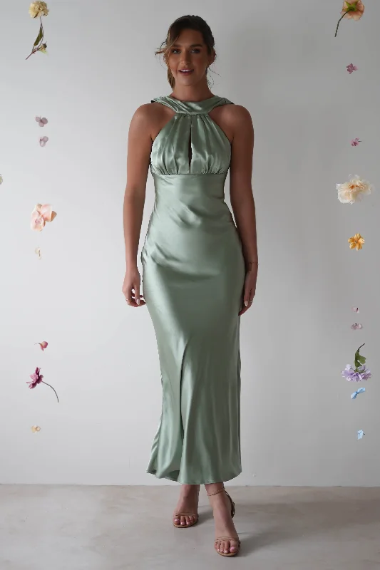 Lauryn Halter Neck Maxi Dress | Sage