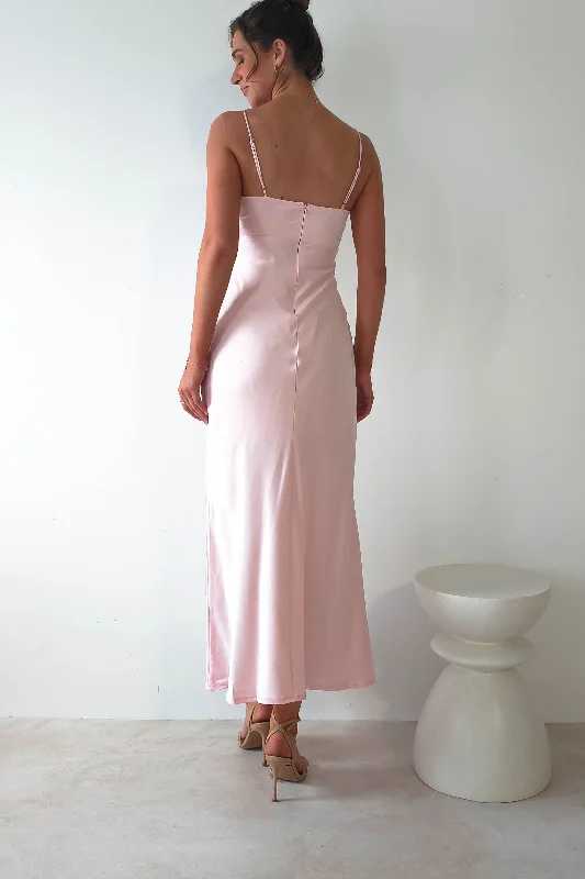 Lottie Soft Satin Slip Maxi Dress | Rose Pink