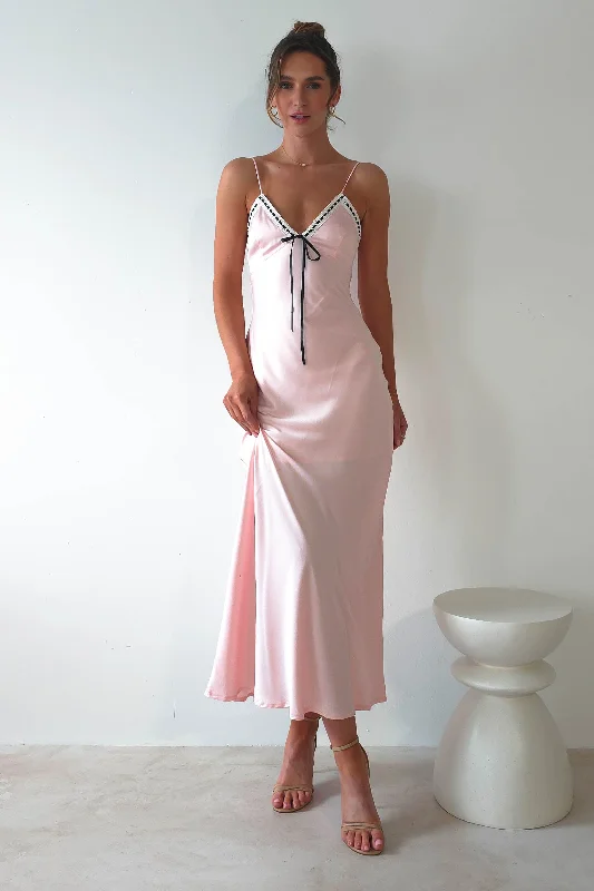 Lottie Soft Satin Slip Maxi Dress | Rose Pink