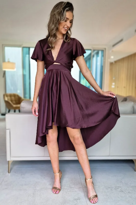 Maleri Satin Midi Dress | Chocolate