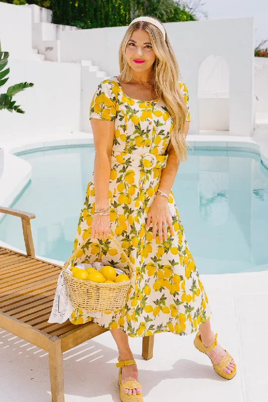 Meredith Dress in Lemons - FINAL SALE