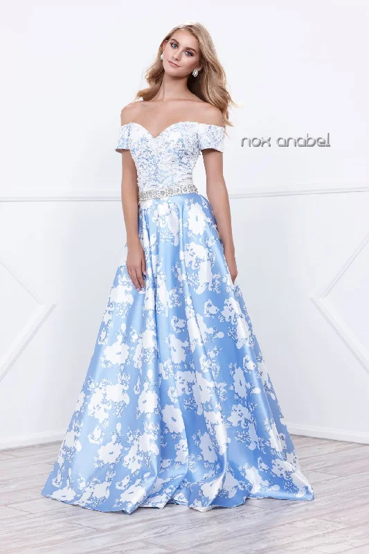 OFF SHOULDER SWEETHEART NECKLINE FLORAL A-LINE GOWN 8301 BY NARIANNA