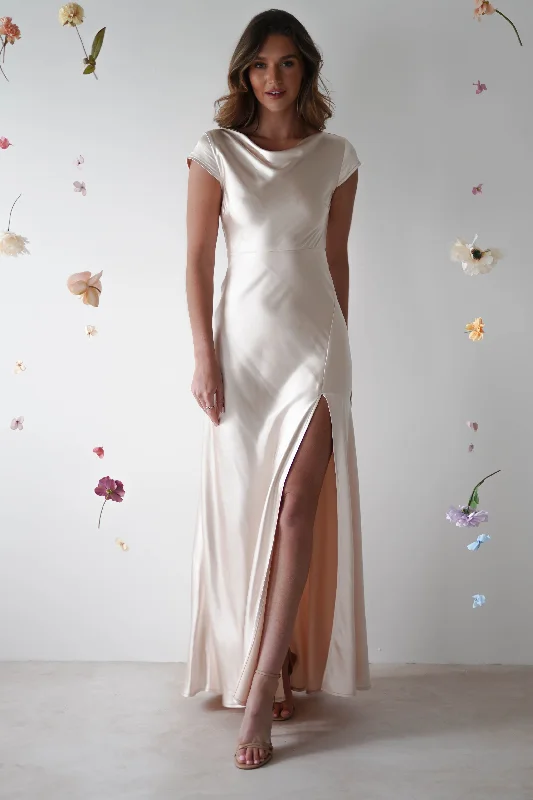 Ramona Soft Satin Maxi Dress | Champagne