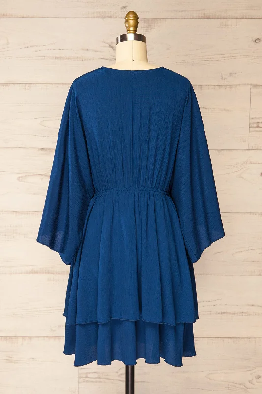 Aberdour | Short Navy Dress w/ Batwing Sleeves