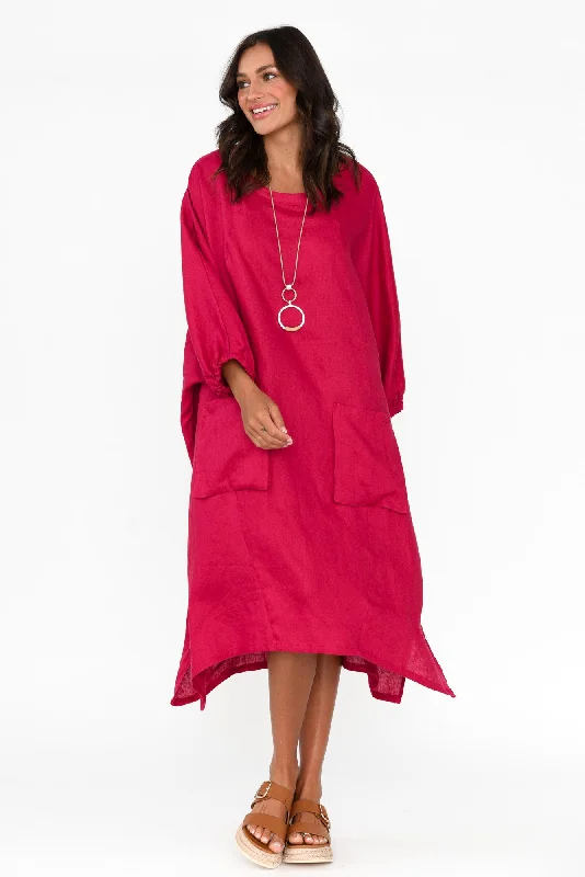 Bradshaw Red Linen Pocket Dress