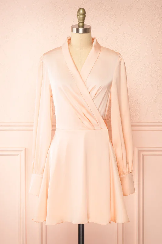 Felestine Pink | Short Satin Wrap Dress