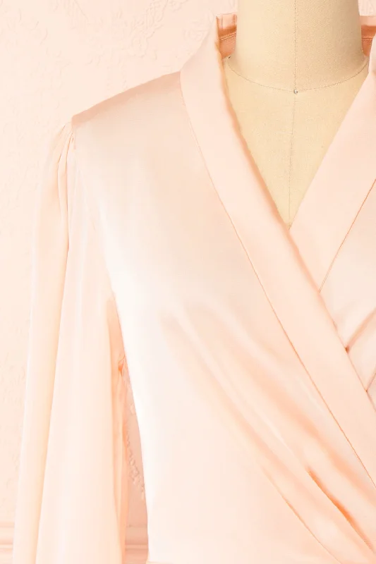 Felestine Pink | Short Satin Wrap Dress