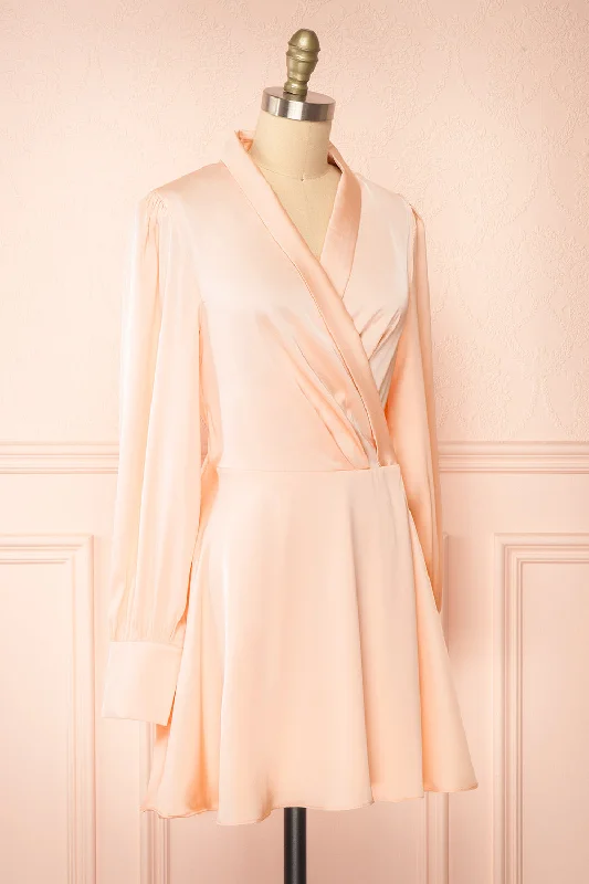 Felestine Pink | Short Satin Wrap Dress