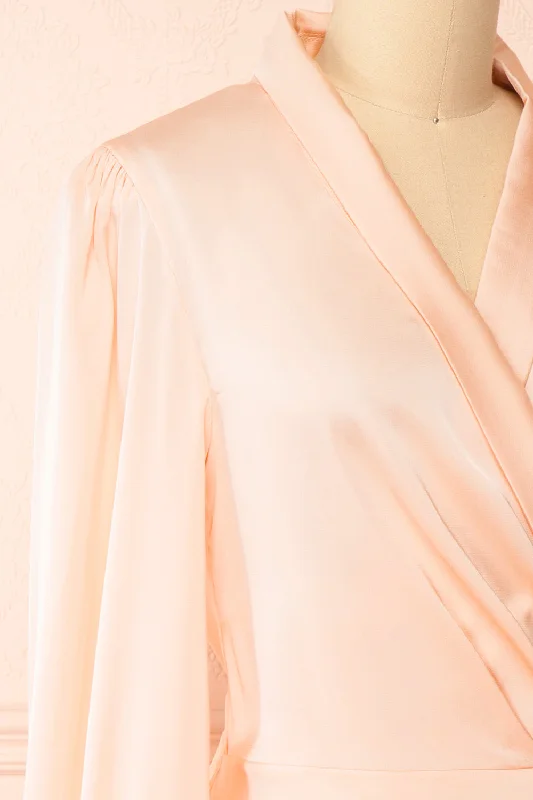 Felestine Pink | Short Satin Wrap Dress