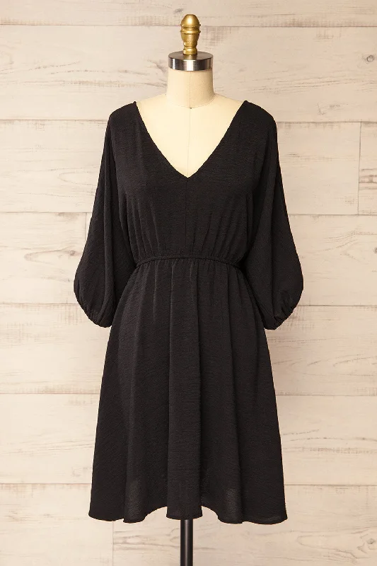 Fordwich | Short Black Dress w/ Batwing Sleeves