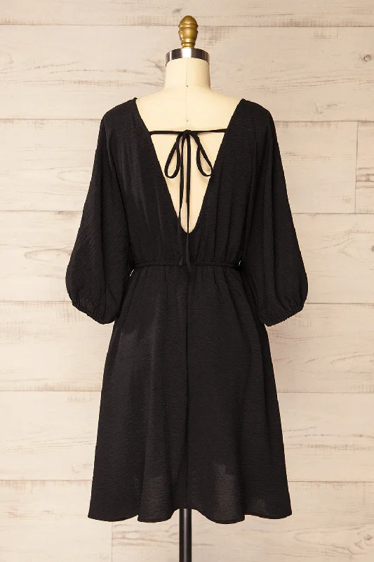 Fordwich | Short Black Dress w/ Batwing Sleeves