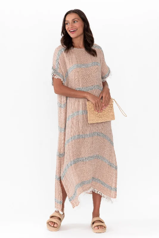 Galene Pink Stripe Linen Dress