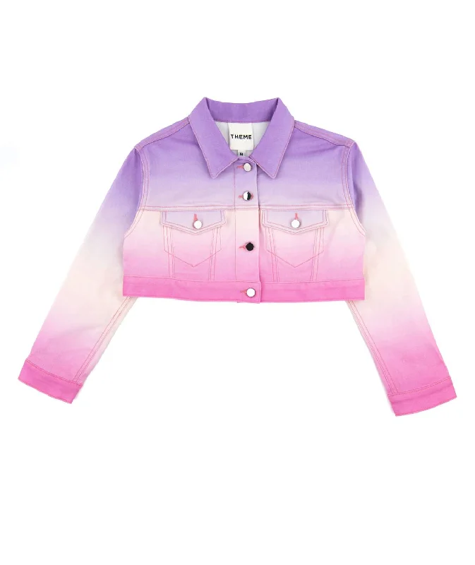 Girls Crosby Cropped Jacket In Purple White Pink Ombre