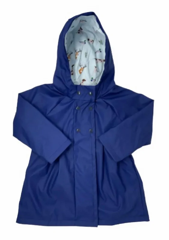 Girls Rainy Day Raincoat In Navy / Blue