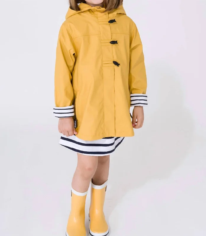 Girl's Sailor Raincoat In Yellow