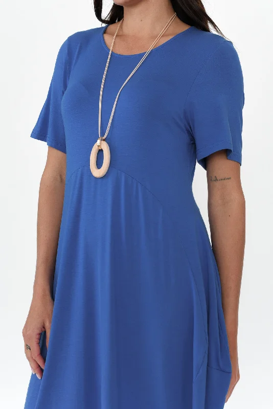 Glenda Cobalt Short Sleeve Crescent Dress