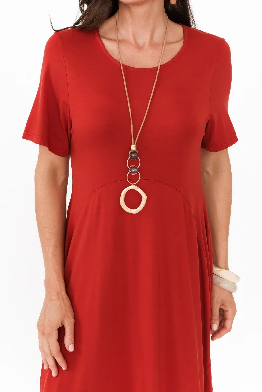 Glenda Rust Short Sleeve Crescent Dress