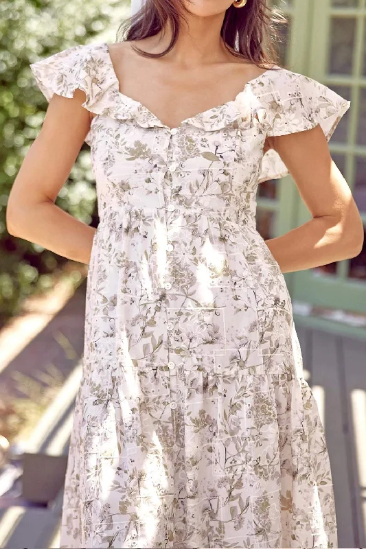 Janessa | Floral Midi Dress w/ Ruffles