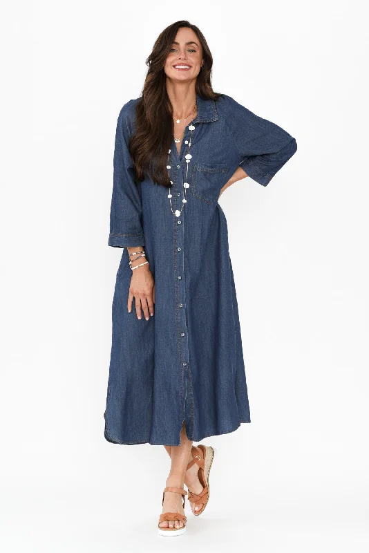 Kimbra Washed Blue Shirt Dress