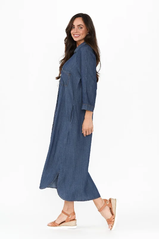 Kimbra Washed Blue Shirt Dress