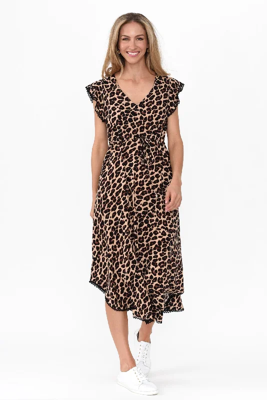 Libby Brown Leopard Midi Dress