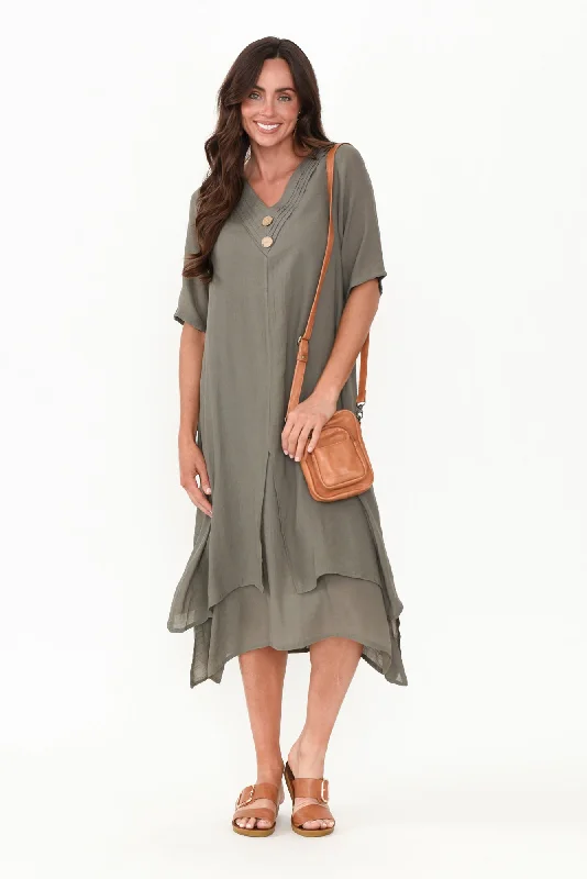 Nala Khaki Layers Dress