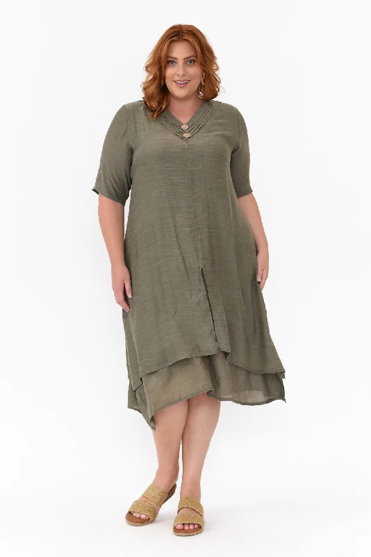 Nala Khaki Layers Dress