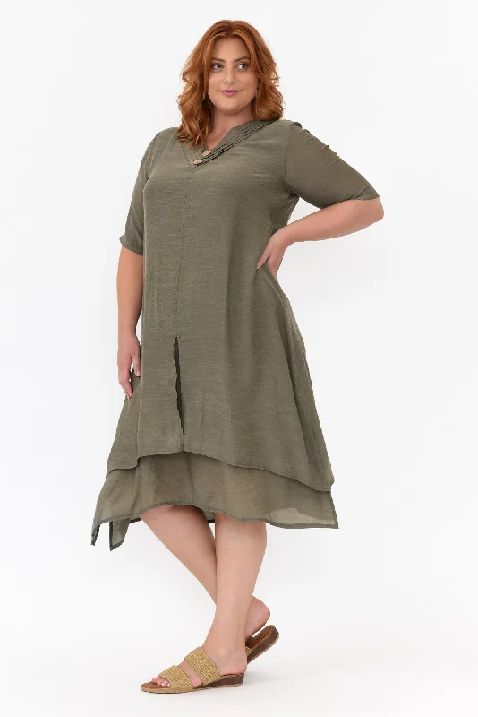 Nala Khaki Layers Dress