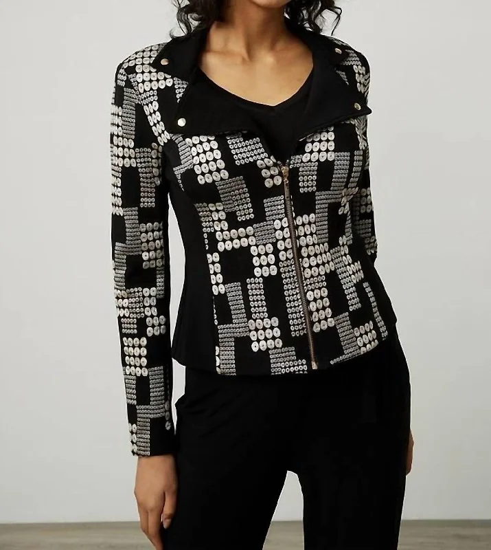 Printed Jacquard Jacket In Black/multi