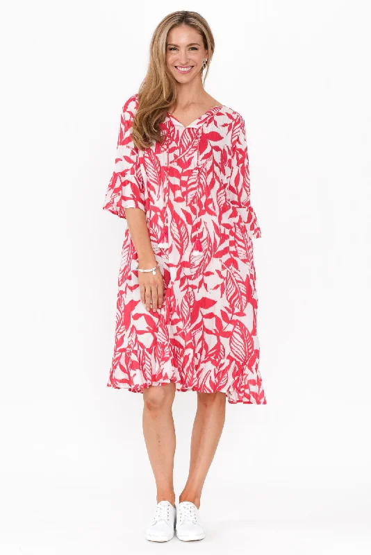 Samy Pink Tropical Cotton Tassel Dress