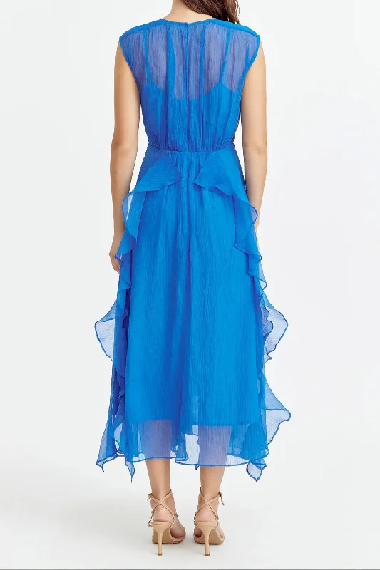 Talula | Blue Midi Dress w/ Ruffles