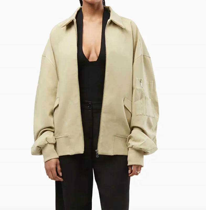 Twill Bomber Jacket In Oat