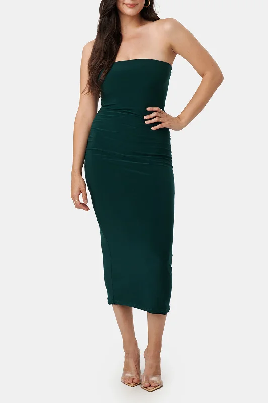 Victorya Green | Strapless Fitted Midi Dress