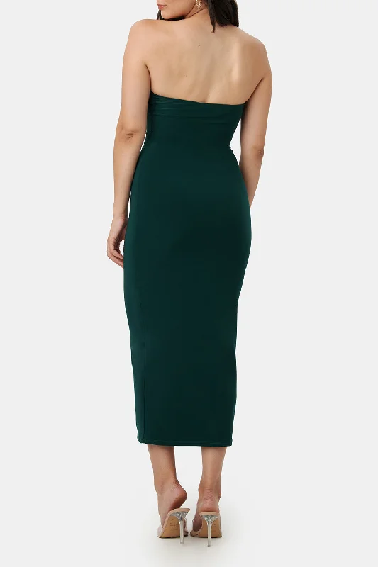 Victorya Green | Strapless Fitted Midi Dress