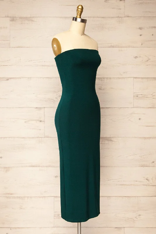 Victorya Green | Strapless Fitted Midi Dress