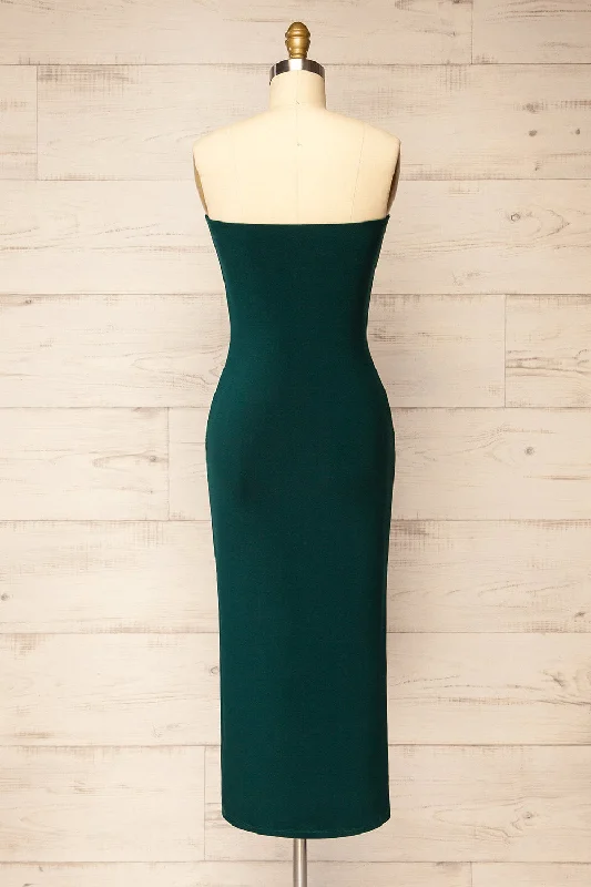 Victorya Green | Strapless Fitted Midi Dress