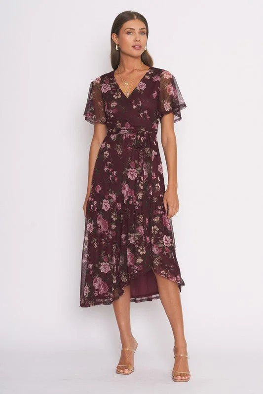 Flutter Sleeve Maxi Wrap Dress - FINAL SALE