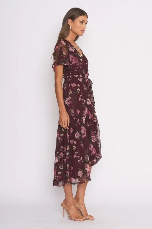 Flutter Sleeve Maxi Wrap Dress - FINAL SALE