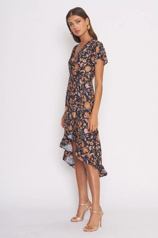 Flutter Sleeve Midi Wrap Dress - FINAL SALE