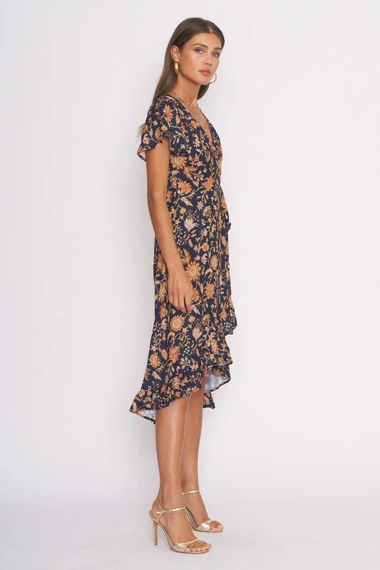 Flutter Sleeve Midi Wrap Dress - FINAL SALE